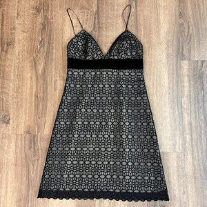 Milly of New York Designer Black Lace Silk Dress Sz 2